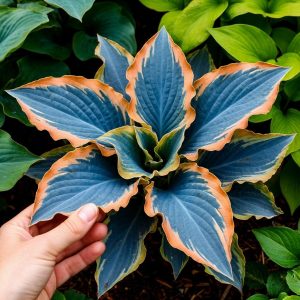 Хоста Океан Вью купить по цене от 960р. в интернет-магазине «Посадика» с доставкой почтой в в Курганинске и по всей России – [изображение №1].